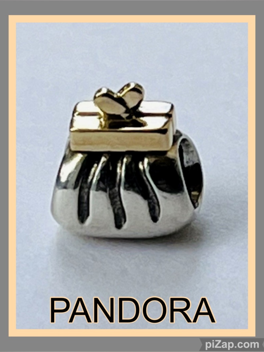 👜 PANDORA Sterling Silver 925 w/Gold Top Bead Charm - Retired